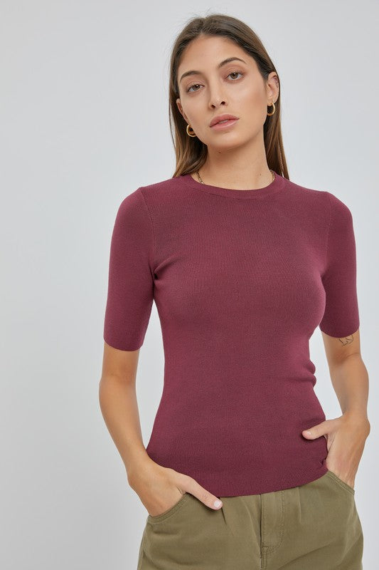 Ribbed Half Sleeve Sweater