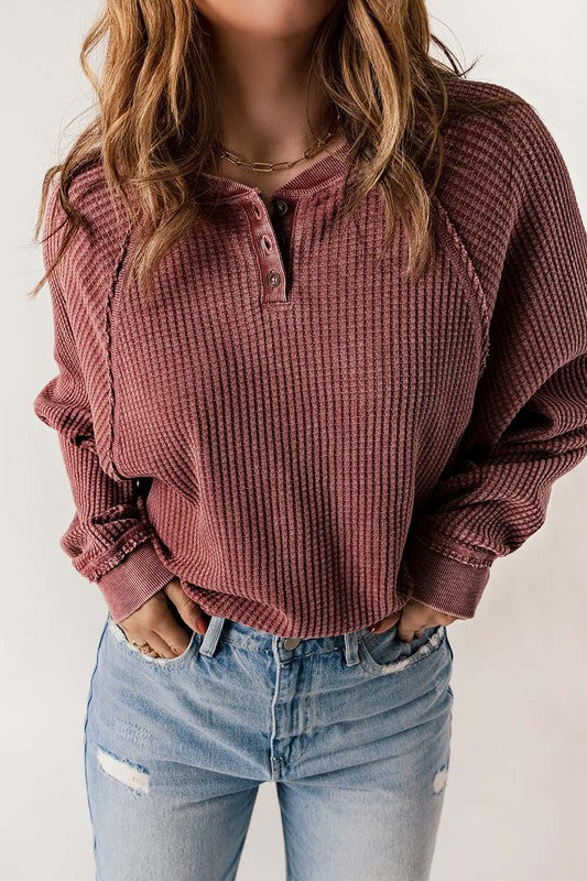 Waffle Knit Henley