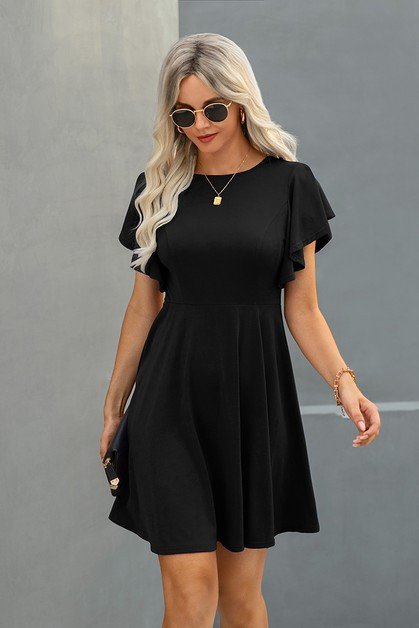 Flutter Sleeve A Line Dress The Scarlett Rose Boutique Flutter Sleeve A Line Dress The Scarlett Rose Boutique