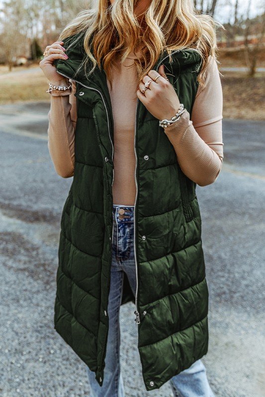 Quilted Long Puff Vest