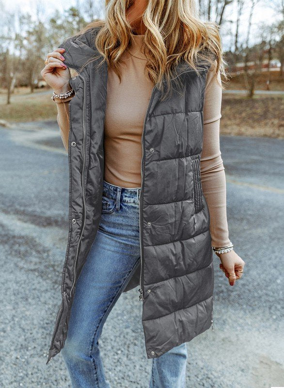 Quilted Long Puff Vest