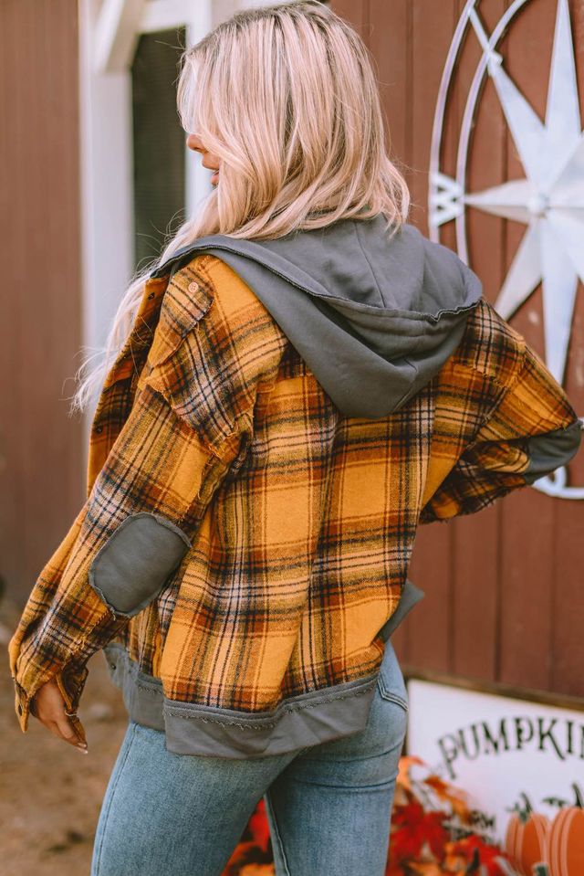 Elbow Patch Plaid Shacket