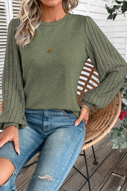 Ribbed Bishop Sleeve Top