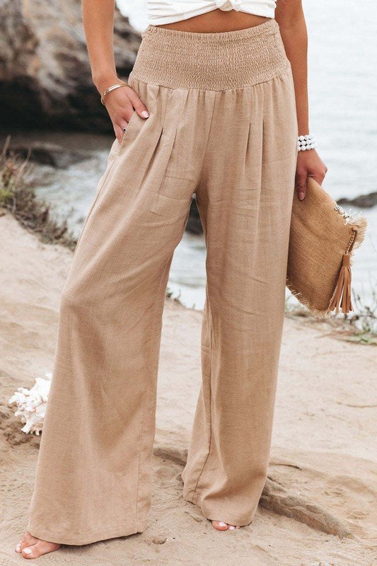 Smocked Wide Leg Pants