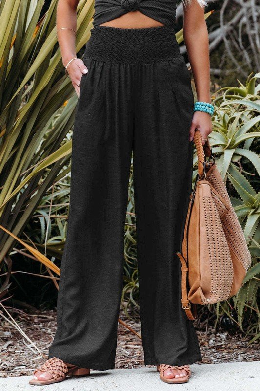 Smocked Wide Leg Pants