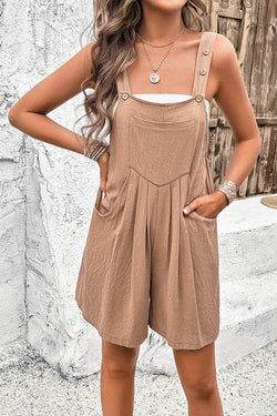 Ruched Overall Romper