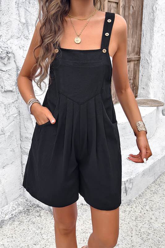 Ruched Overall Romper