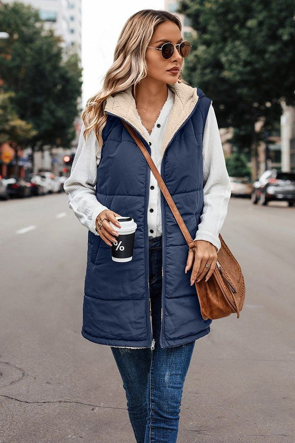 Fleece Lined Reversible Long Vest