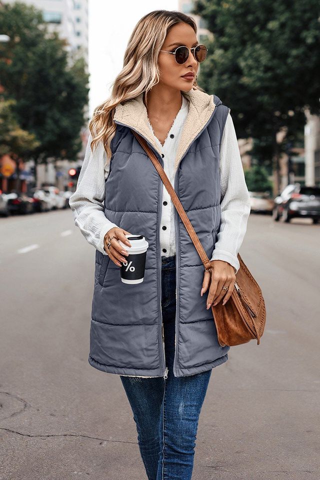 Fleece Lined Reversible Long Vest