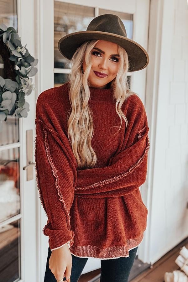 Chenille Exposed Seam Boyfriend Fit Sweater