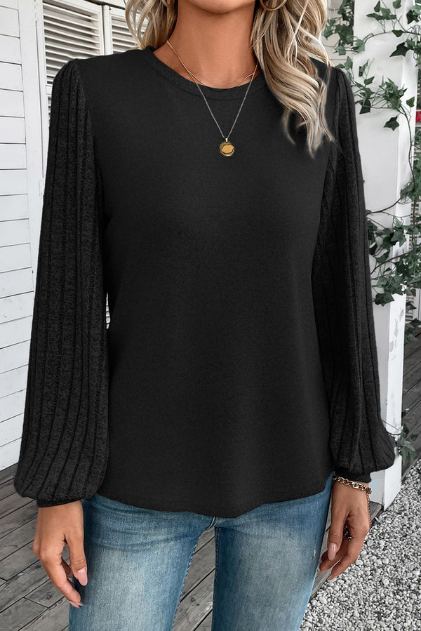 Ribbed Bishop Sleeve Top