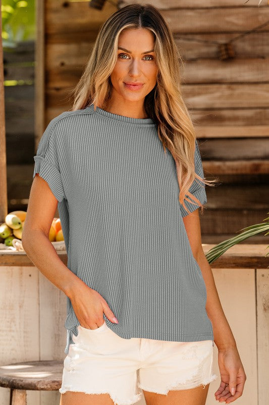 Textured Drop Shoulder Tee