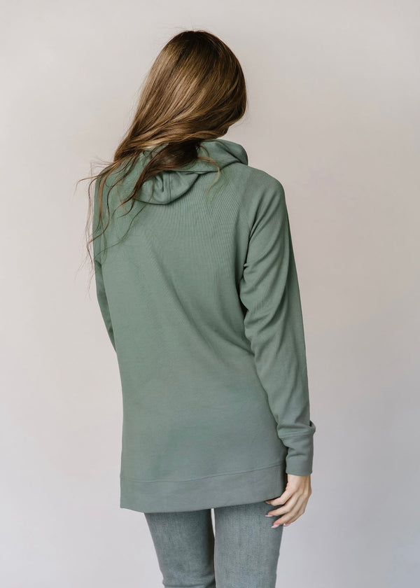 Ampersand Side Slit Hoodie- Chive